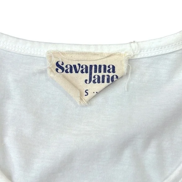 Savanna Jane Floral Embroidered Top White Size Small - Picture 5 of 11